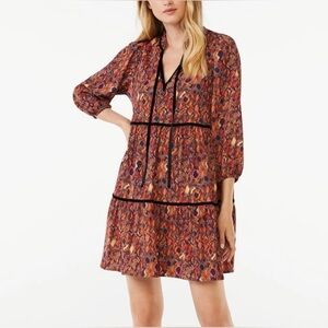 Scoop NYC Multicolor Orange Purple Long Sleeve Dress Sz XS